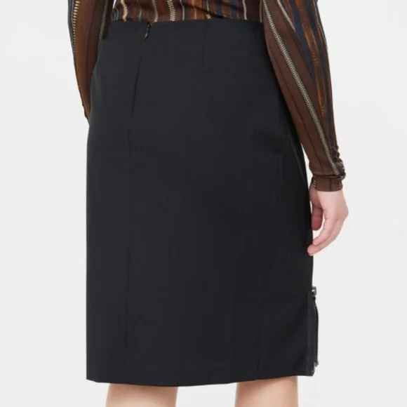 Jean Paul Gaultier | Wool Skirt with Zipped Silk Panels NWOT | Size 6 - Picture 4 of 4